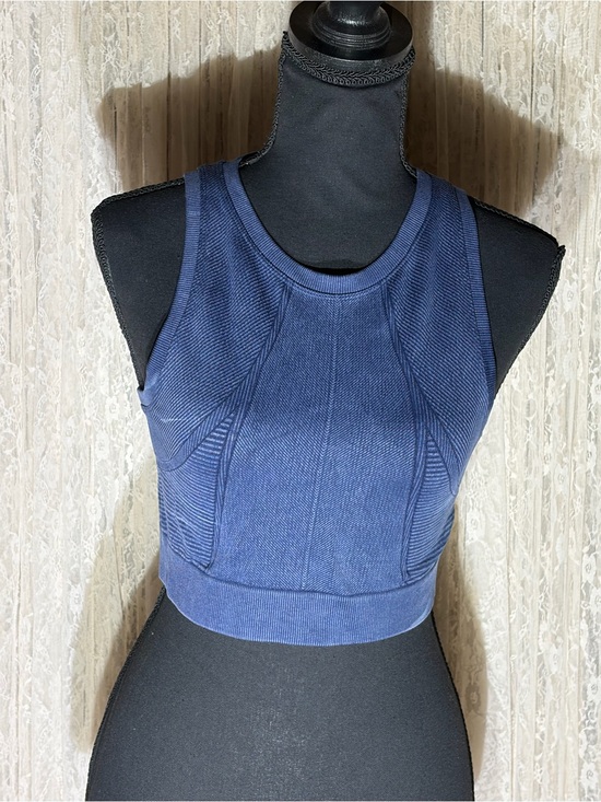 Tops - Navy Ribbed Racerback Crop Tank